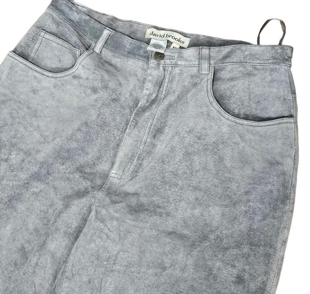 David Brooks Leather Pants Womens 12 Gray Suede High Rise Straight Leg Vintage